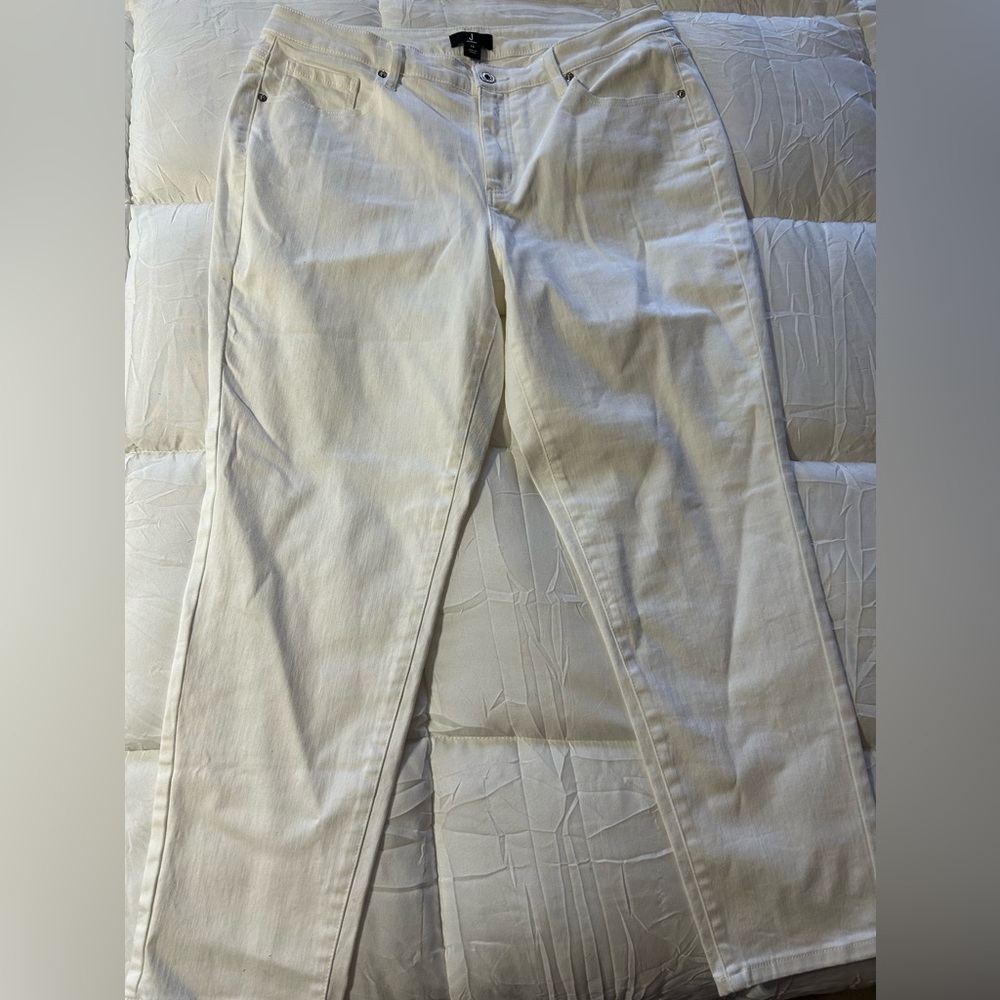 J Jason Wu Regular Colored Denim Straight Leg Cropped Jeans White, Reg 14